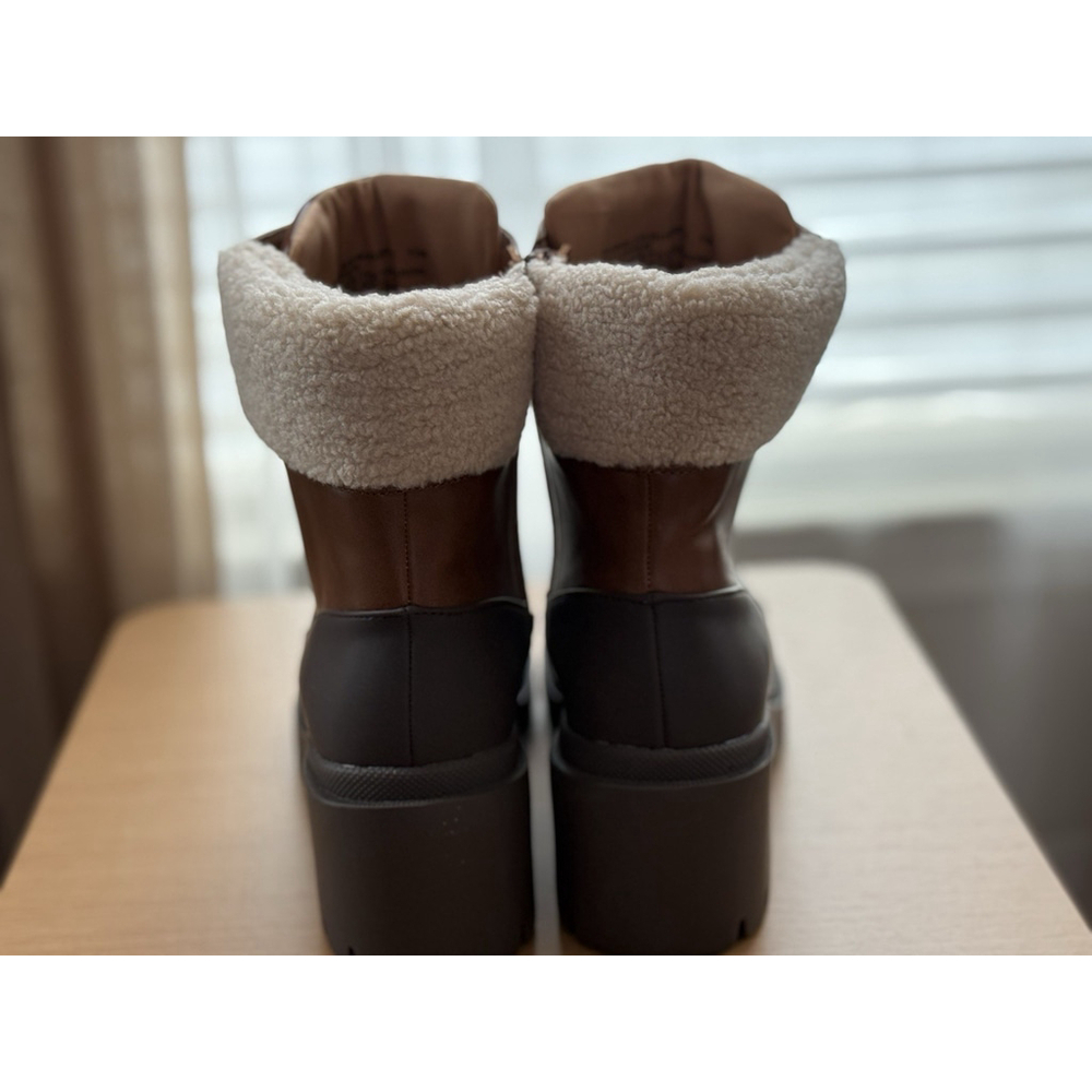 Madden Girl Women Rain Combat Duck Boots Chunky Block Heel Sz 10 M Brown Cognac - Picture 8 of 11